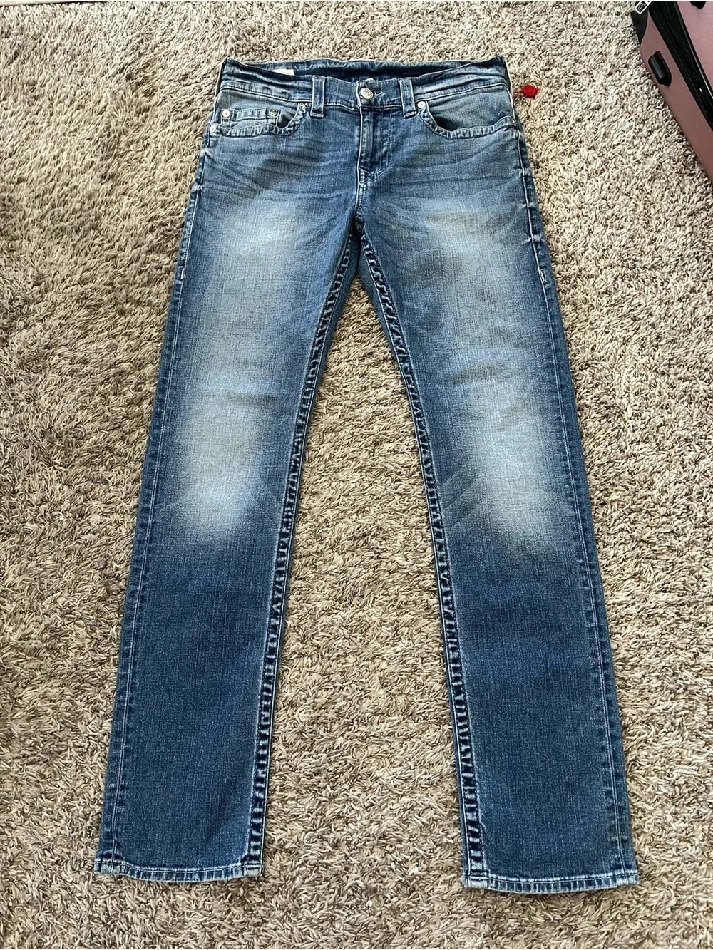 True Religion Geno Slim No Flap Pockets Jeans in Medium Wash Men's Size 32x32